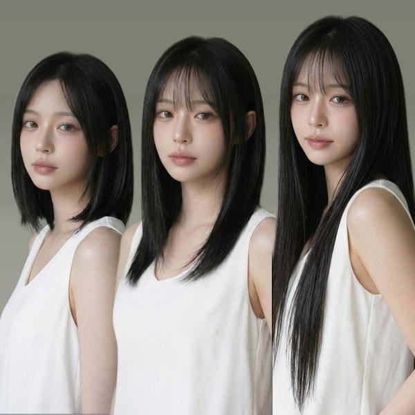 100%인모헤어피스 2핀 똑딱이부분가발 옆머리볼륨 피스가발 긴머리 25/40/45/55cm