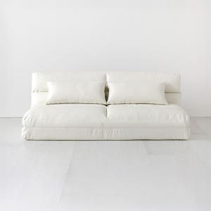 앰보 3인 좌식 소파베드 PU 스툴미포함, 밀크 7648.5060