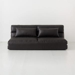 앰보 3인 좌식 소파베드 PU 스툴미포함, 블랙브라운 9656.5371