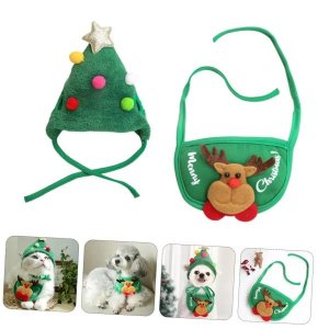 크리스마스 반려동물 모자 귀여운 뿔 턱받이 개 고양이용 의상 용품 사랑스러운 디자인 가을 및 겨울 액세서리