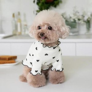 강아지 사랑 티셔츠 통기성 코튼 고양이 부드러운 조끼, 소형 프렌치 불독 치와와 옷, 크리스마스 드레스