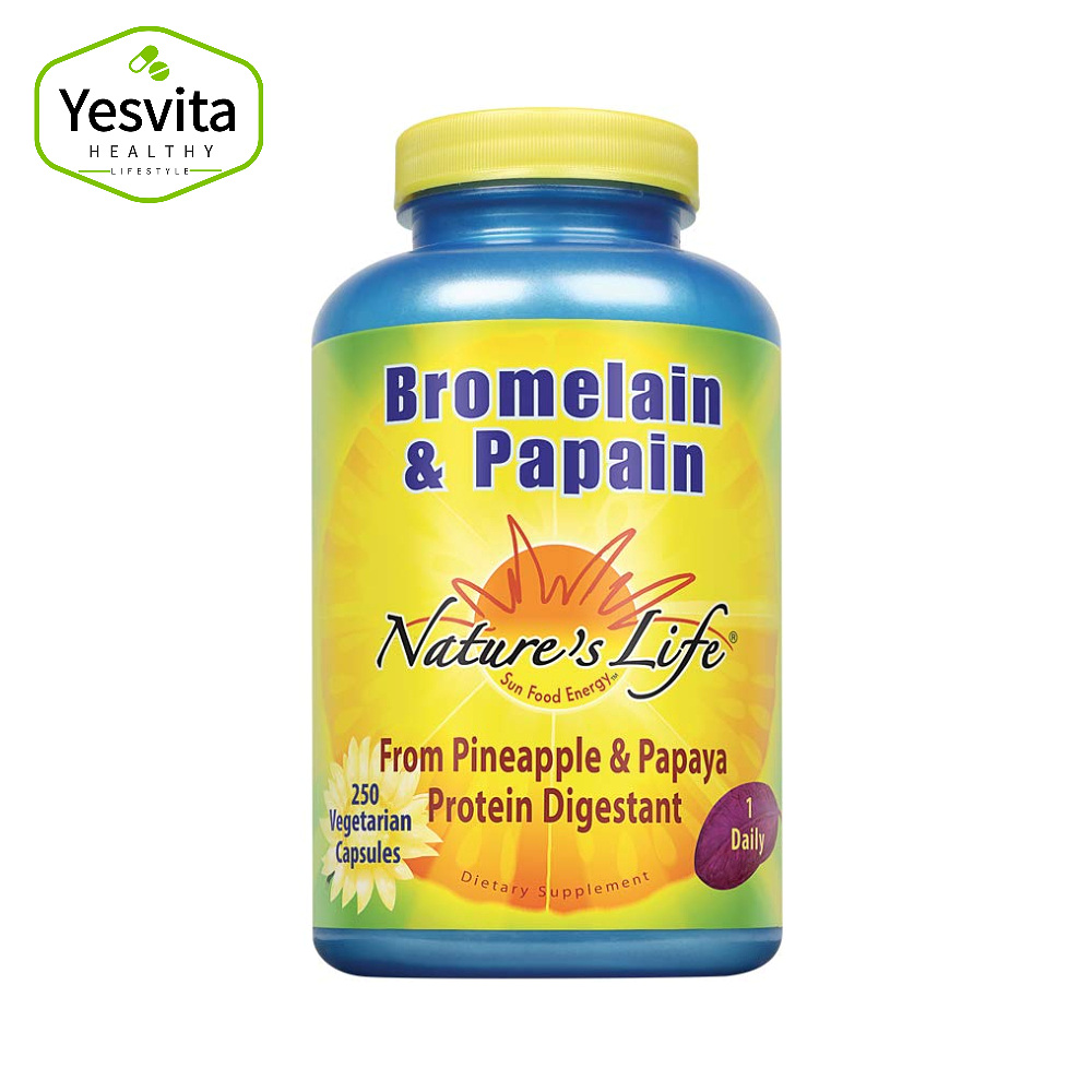 <b>네이처스라이프</b> 브로멜라인 250mg 파파인 250mg 함유 베지캡슐 250개
