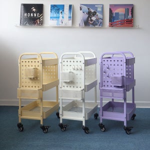 킨슬리 페그보드 이동식트롤리 3단 슬림 바퀴달린 틈새선반