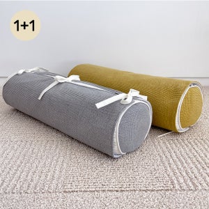 1+1 편백나무 원통 경추베개 낮은 목 지지 단단한 수면베개 높이조절 리본 46X11