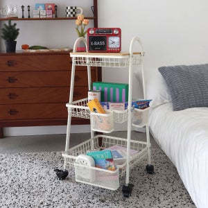 킨슬리 메쉬 브리즈 3단 철제트롤리 미드센츄리 이동식카트