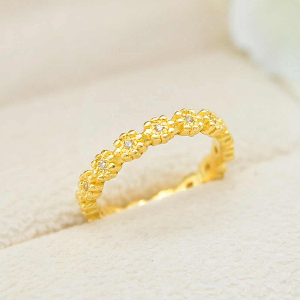 24k 순금 여자 데일리 큐빅꽃 반지 3.75g(1돈,한돈)