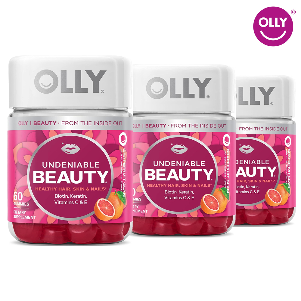 올리 뷰티 <b>헬시 헤어</b> 스킨 네일 비오틴 케라틴 <b>비타민</b>C 츄어블 자몽맛 60구미젤리 3개