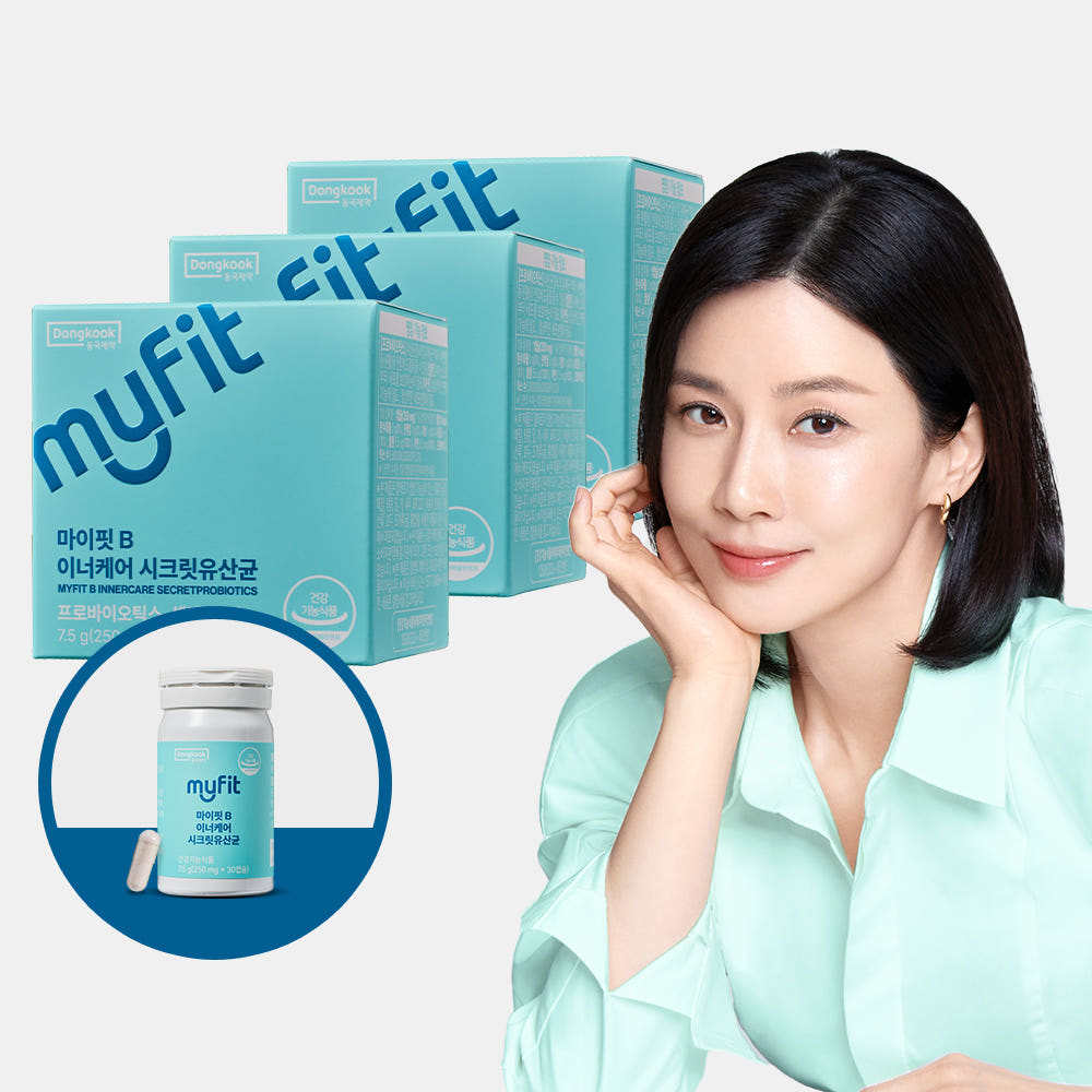 [3개월] 동국제약 마이핏B 이너<b>케어</b> 시크릿<b>유산균</b> <b>여성</b> 질 건강 유래 로셀 <b>유산균</b> 30캡슐, 3개