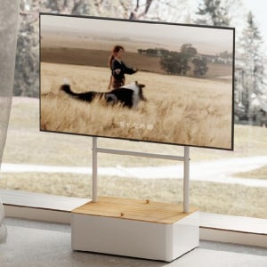 화이트 이동식 TV 수납형 스탠드 받침대 티비 모니터 거치대 트롤리