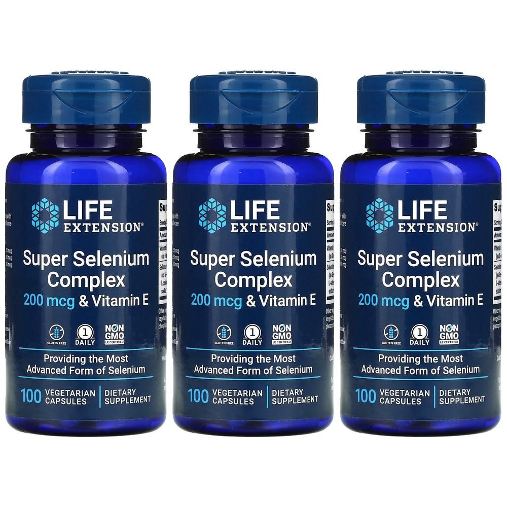 <b>라이프</b>익스텐션 세레늄 200mcg 비타민E 복합체 100 베지캡슐 3통 <b>셀레늄</b> 셀레니움