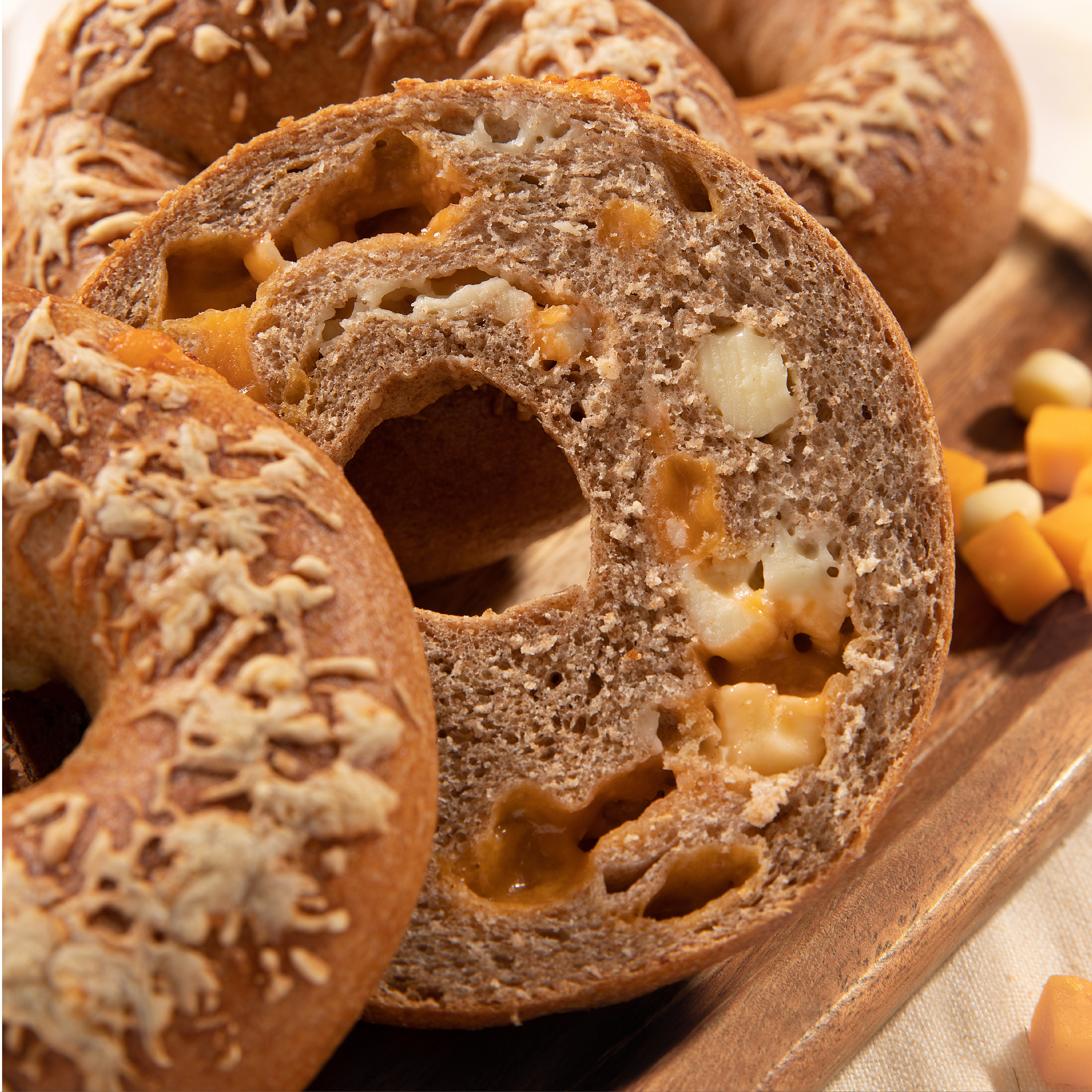 Triple Cheese Bagel, Whole Wheat Bread, Rye Bread, Vegan Sandwich - Bareunsikbang
