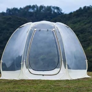 미스터그린 원터치 쉘터 텐트 투명 팝업 감성 캠핑 돔 대형텐트 육각 직경3m 베이지 색상