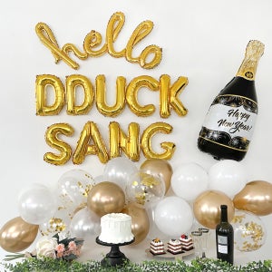 파티아일랜드 헬로우 떡상 파티 세트 골드 레터링풍선 연말파티장식