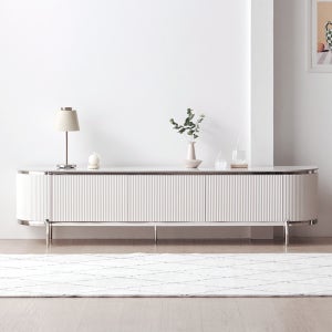 프리스틴 템바보드 세라믹 거실장 TV 티비다이 수납장 2050x400x500mm, 화이트