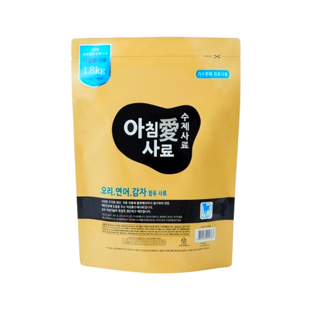 아침애 오리 연어 감자 수제 강아지 사료 1.8kg 1개