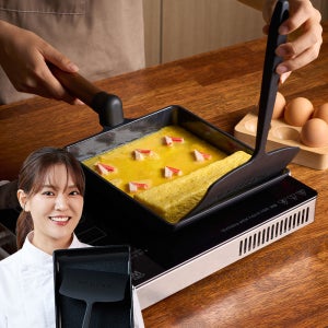 트루쿡 국산 인덕션 대형 계란말이팬 북미산 월넛 사각 계란후라이팬 실리콘 뒤집개 세트