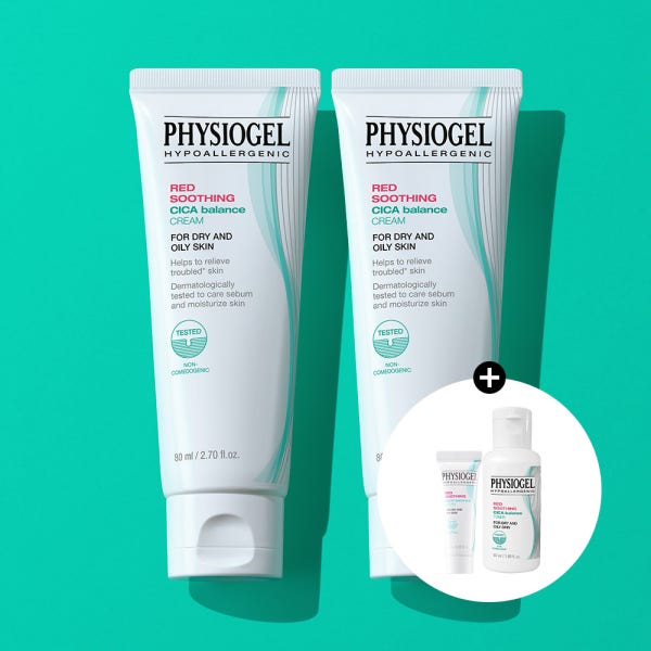 피지오겔 레드수딩 시카밸런스 수분크림 80ml x2개 진정 수부지 트러블 + (증정) 시카 토너 50ml+크림 10ml