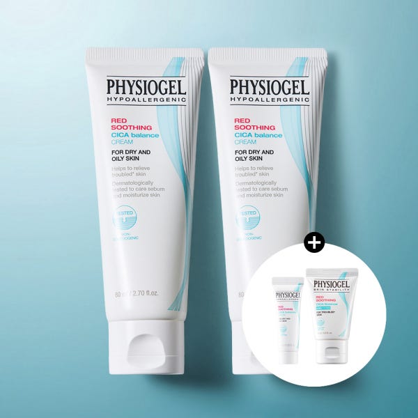 피지오겔 레드수딩 시카밸런스 수분크림 80ml x2개 진정 수부지 트러블 + (증정) 폼클렌저 20ml+크림 10ml