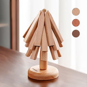 칼딘 원목 우드 단열 스탠딩 트리 냄비 받침 3P 세트 집들이선물 답례품 19cm, 비치우드