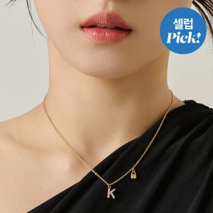 골드앤디어 14KGP 이니셜 자물쇠 큐빅 목걸이