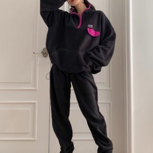 국산 여성 빅사이즈 겨울 후리스 기모 반집업 조거바지 플리스 트레이닝세트 캠핑룩 츄리닝