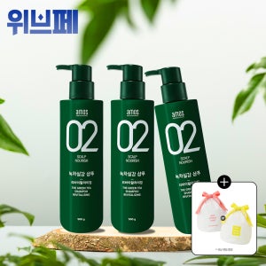 아모스 녹차실감 지성 두피 탈모 케어 샴푸 500g, 3개