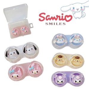 Sanrio Cinnamoroll 콘택트 렌즈 케이스 쿠로미 애니메이션 만화 컨택트 박스 여행 키트 이지 캐리 걸 미니 투명
