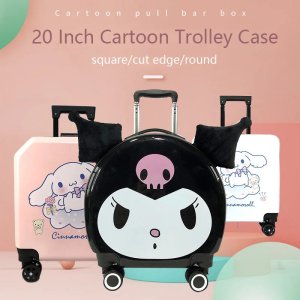 Sanrio Kuromi Cinnamoroll 헬로 키티 수하물 가방 귀여운 만화 캐리 롤링 휴대용 항공기 여행 어린이