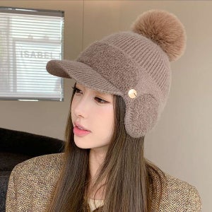 [랄라닷] 여성 겨울모자 귀달이 방울 털 방한 모자 귀도리