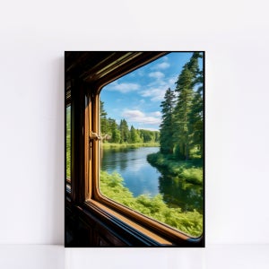No.491(S) GlanceGrove 경치 고요한 울창한 반영 창문 평온한 푸른색 목가적인 홈갤러리 특별한선물 벽장식 꾸미기 매장 사진 그림 포스터 액자