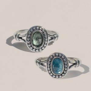 925실버 그린 아쿠아 천연 원석 반지 렌/ Wren