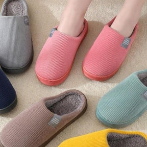 골덴 코듀로이 털 슬리퍼 폭신 보온 미끄럼방지 실내화 사무실 거실화 캐쥬얼