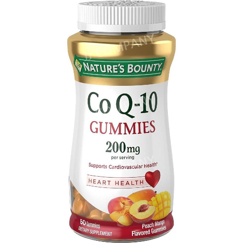 네이처스바운티 코큐텐 <b>CoQ10200mg</b> 젤리 심장 건강 수면 지원 근육 이완 에너지 생성- 복숭아 망고 맛 60개입