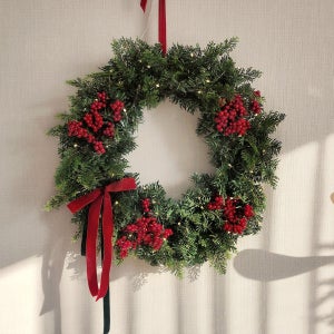 재니쓰홈 크리스마스 리스 풀세트 50cm 장식 소품 트리 오너먼트 벽트리 가랜드 인테리어