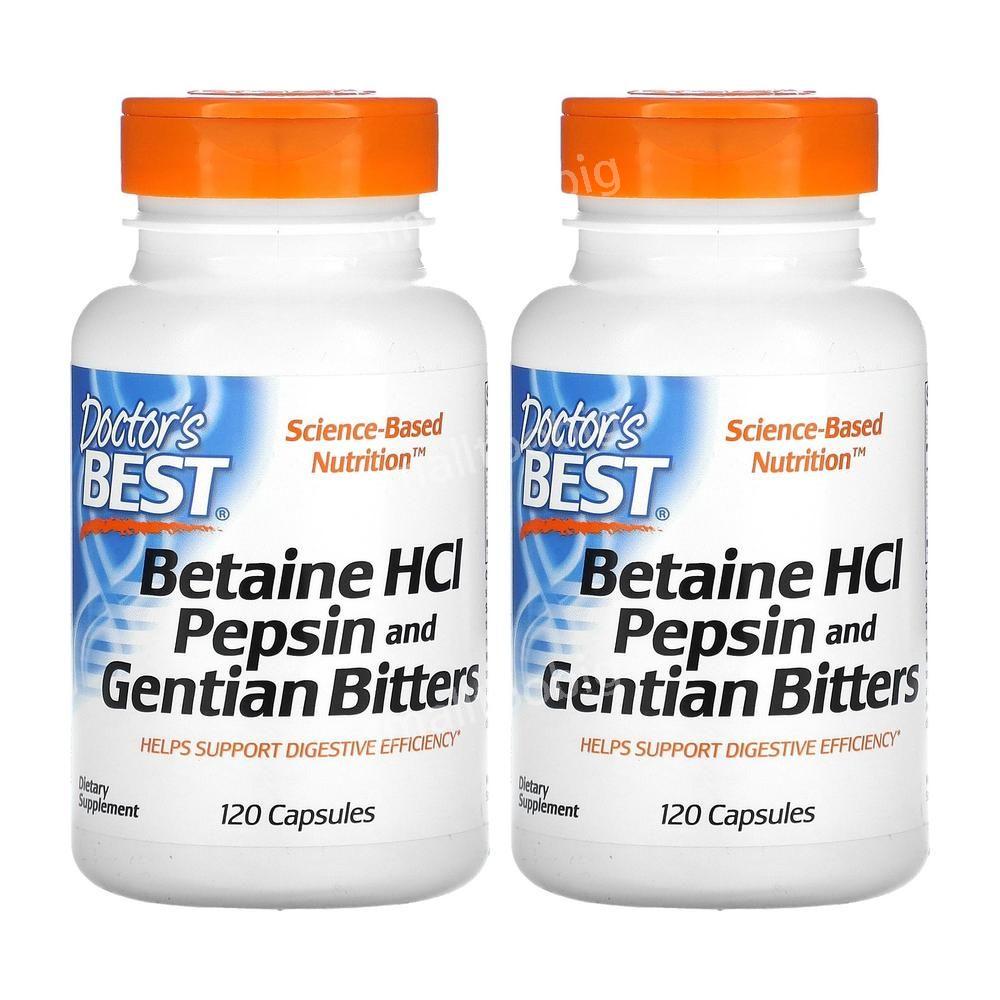 닥터베스트 <b>베타인 HCl 펩신</b> TMG 글리신 글라이신 120캡슐 2병 Betaine