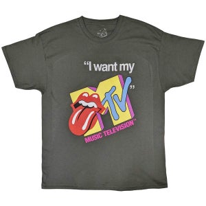 [2XL 국내배송] 공식 THE ROLLING STONES 더 롤링 스톤즈 I Want MTV 반팔 티셔츠 (차콜)