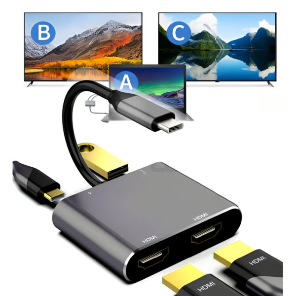 노트북 듀얼모니터 연결 2대 c타입 노트북 모니터 확장 분배기 HDMI 2개