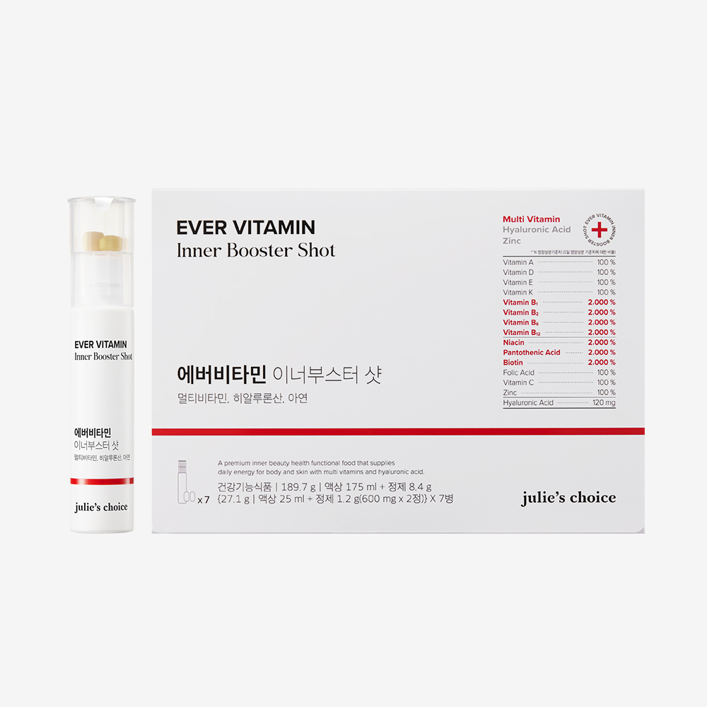 <b>줄리스초이스</b> 수분UP + 활력UP 이너뷰티 멀티비타민 에버비타민 이너부스터샷 7입 1박스