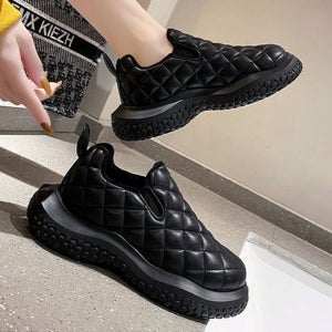 2컬러- 캐주얼 여성 겨울 슬립온 패션 방한 키높이 운동화