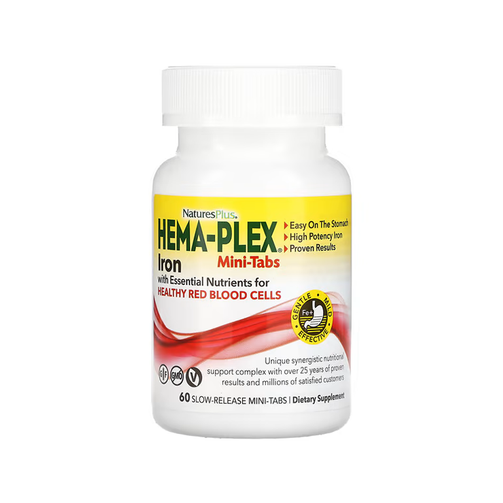 네이처플러스 <b>헤마</b><b>플렉스</b> 철분 아이언 <b>60</b>정 리보플라빈 니아신 비타민E 비타민C 비타민B