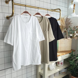 구제 반소매 오버핏 무지 티셔츠