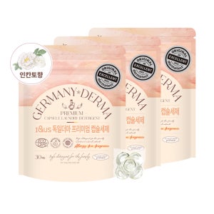 아이앤어스 독일더마 프리미엄 캡슐세제 30개입 3개, 인칸토향, 올인원 중성세제 실내건조