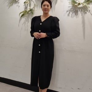 [한정수량 SALE] 퍼프 브이넥 하객 롱 원피스 빅사이즈 돌잔치 상견례 77 88