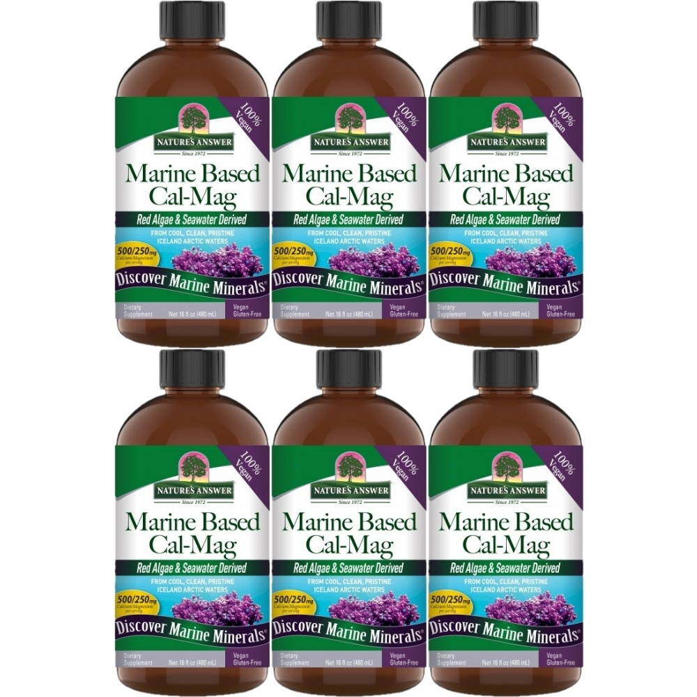 네이처스앤서 고흡수 해양 <b>마린 베이스드 칼슘</b> <b>마그네슘</b> 액상 액체 480ml 6팩