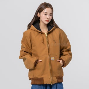 칼하트 J140 덕 액티브 퀼트 자켓 후드집업 브라운