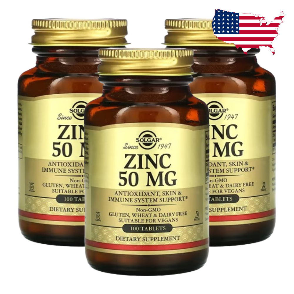 솔가 글루콘산 아연 징크 50 mg 100정 글루코네이트 Solgar Zinc 3개