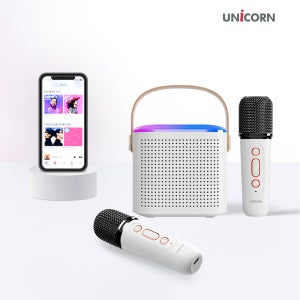 블루투스듀얼 마이크 가정용 강의용 노래방 음성변조 LED조명 휴대용스피커KTV-400GM