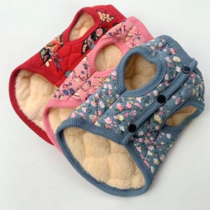 강아지 꽃무늬 김장 조끼 고양이 애견 반려동물 할매옷 사이즈S