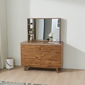 루시 원룸 입식 거울 수납 서랍 원목 화장대 세트 1200