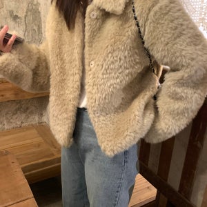 (크림 당일) 카라 퍼 시어링 자켓 (2color)